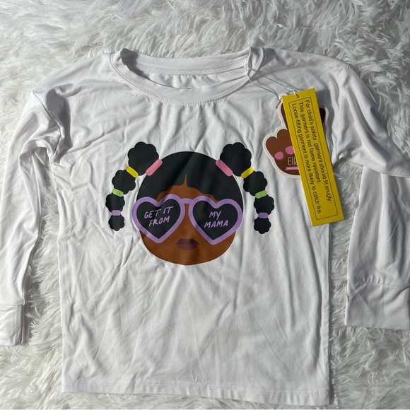 Elle Olivia Toddler Girls Pig Tail Get It From My Mama Top Size 5T - White-New - Picture 8 of 10